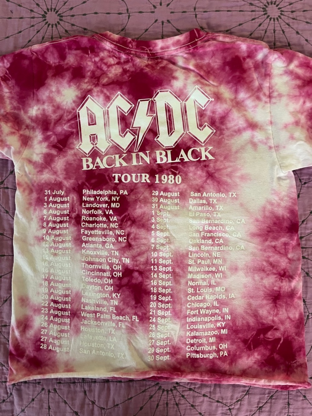 AC/DC Pink Tie-Dye Tour Tee